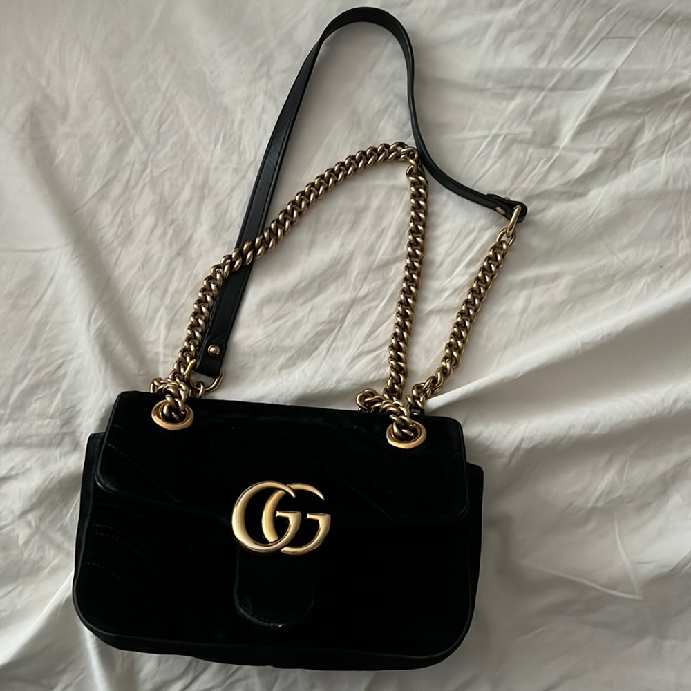 Gucci velvet GG marmont bag